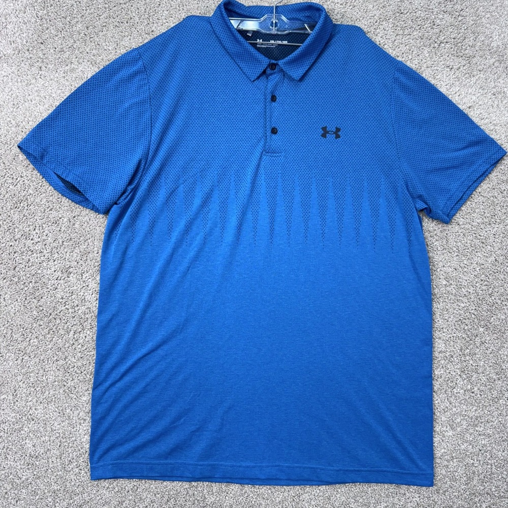 Under Armour Polo Mens XXL Loose Fit Short Sleeve Blue Gradient EUC